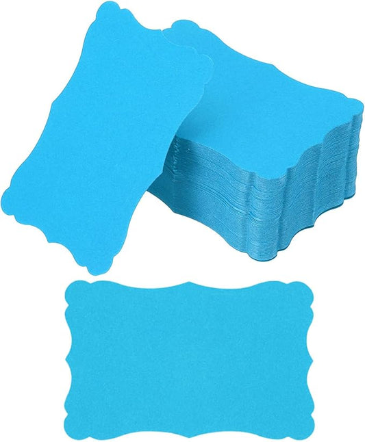 PATIKIL 3.7"x2.4" Blank Paper Business Cards, 120 Pack Small Index Flash Cards Words Message Note Card Mini Paper Tags Lace for DIY Gift, Blue