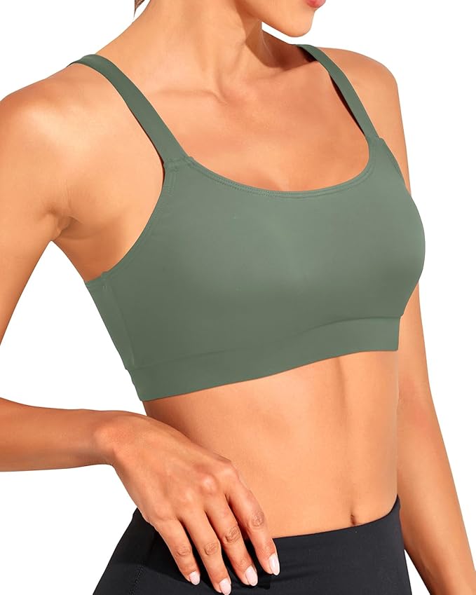 Tempt Me Women Sports Bra Bikini Tops Scoop Neck Bathing Suits Top Padded Swim Crop Tops Only