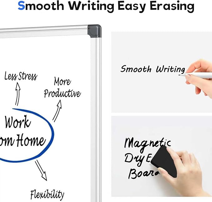 VUSIGN Magnetic Whiteboard, 36" x 24" Dry Erase Board for Wall, Silver Aluminum Frame, Hanging or Mounted White Board for Office, Home, School, Meeting