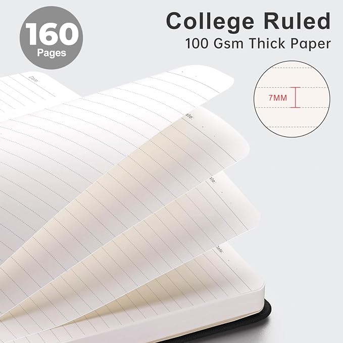 AHGXG Lined Journal Notebook, 192 Numbered Pages, A5 Size (5.7'' x 8.3'')