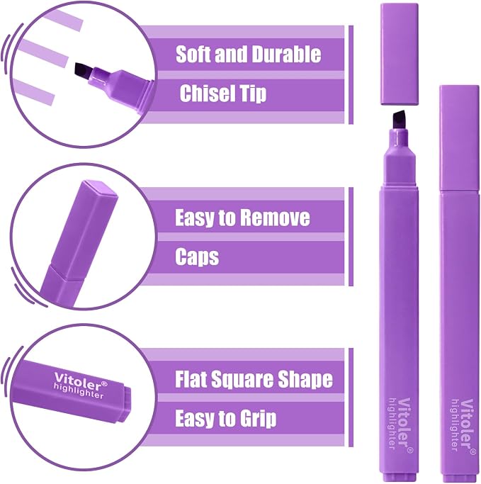 Piochoo Highlighters Assorted Colors,8pcs Chisel Tip Highlighters,Vibrant Colors Cute Highlighter for Journaling Planner Notes School Supplies