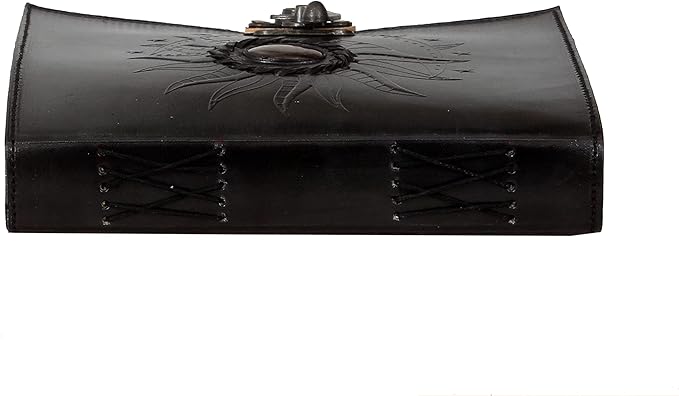 Leather Sun and Moon Stone Tiger 8X6 Inch Leather Journal for Women Leather Journal for Men Leather Sketchbook Leather Blank book Unlined Deckle Edge Paper Leather Journal Notebook Diary (black)