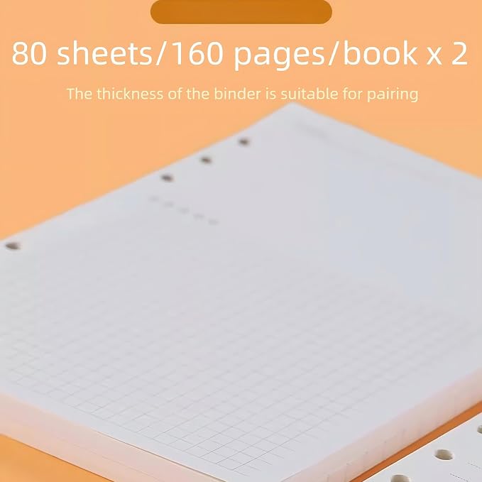 A5 Lined Refill Paper, 6-Hole Cornell Ruled, 2-Pack 160 Sheets No Bleed