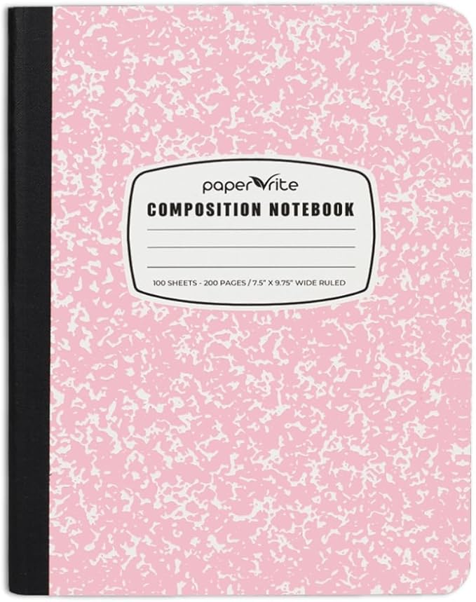 Assorted Marble Composition Notebook Wide Ruled (9.75x7.5 in), 100 Sheets | 200 Pages | For School, Office, Students, Teachers (2, Blue & Light Pink)