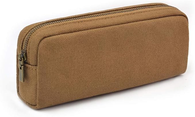 Pencil Pen Case, Canvas Pencil Pouch Big Capacity Pen Bag with Zipper Durable Stationary Storage Bag for Adult Students Officers