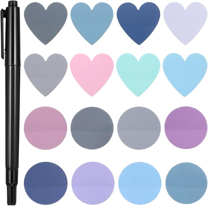 Transparent Sticky Notes Heart & Round Translucent Sticky Notes Colorful Page Flags Stickers Waterproof Index Sticker Self-Stick Book Tabs Clear Book Markers 320 Sheets