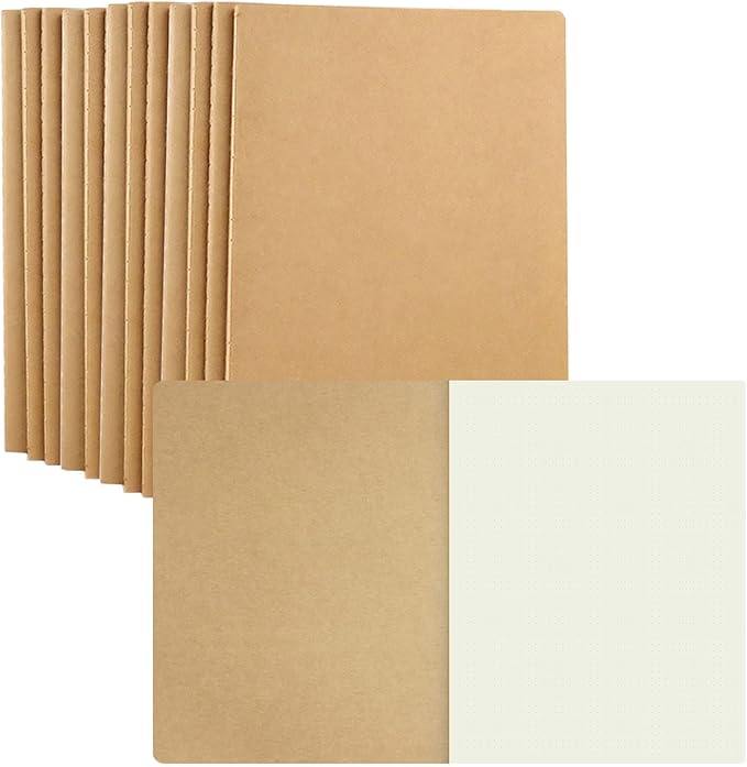 zmybcpack 12 Pack Large Dot Grid Notebook Journals Bulk, 8.5" x 11" Dotted Journals Notebook for Travelers, College Students, Office-Subject Notebooks 60 Dotted Pages/30 Sheets