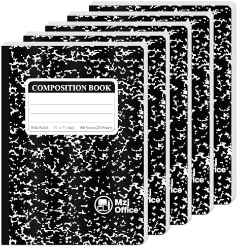 Marble Composition Notebooks, Wide Ruled, 5-Pack_100 Sheets