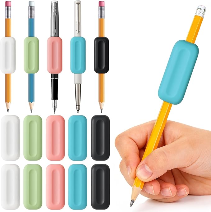 10 Pack Weighted Pencil Grips – 1oz Silicone Handwriting Aid for Kids, Elderly & Special Needs – Improve Penmanship for Autism, ADHD, Tremors, Dyspraxia & Fine Motor Skills Development