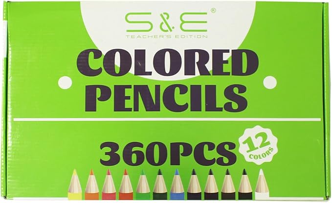 S & E TEACHER'S EDITION Colored Pencils 360Pcs,Coloring Pencils Set Drawing Pencils for Sketch, Woodcase Lead Pencils, Wooden Colored Pencils, Back to school