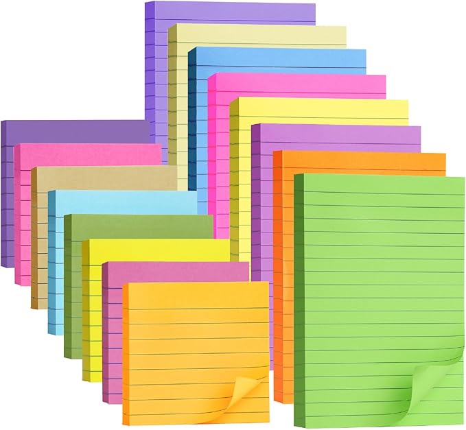 Mr. Pen- Lined Sticky Notes Set, 16 Pads, 4"x6" & 3"x3", 720 Sheets, Sticky Notes with Lines, Ruled Post Stickies, Memo Pads, Self-Stick Note Pad for Office, School, Home, Study & Organization