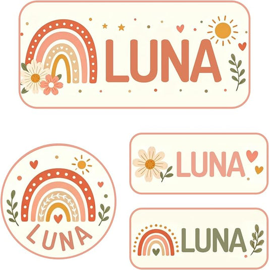 Personalized Custom Name Labels, 120 Waterproof Stickers, Multi-Size Name Tags for Water Bottles, Clothing Tags, Lunch Boxes and Backpacks