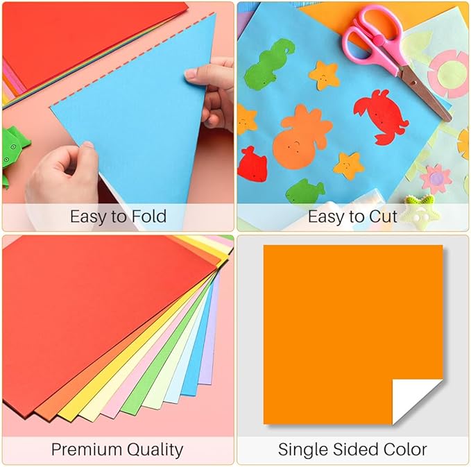 Opret Origami Paper Large, 100 Sheets 4x4 inch / 10x10cm Large Origami Paper 50 Vivid Colors Single Sided for Arts and Crafts Projects