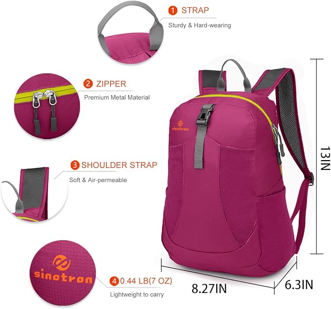 sinotron 22L Lightweight Packable Hiking Backpack, Small Hiking Backpack Day Pack for Women Men Travel Camping Vacation