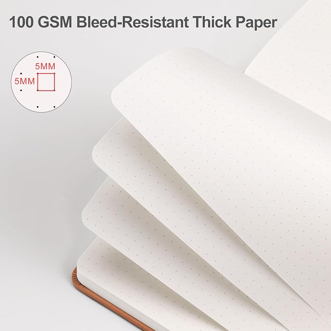 EMSHOI Dotted Journal Notebook, 192 Pages, A5 Size (5.7'' x 8.3'')