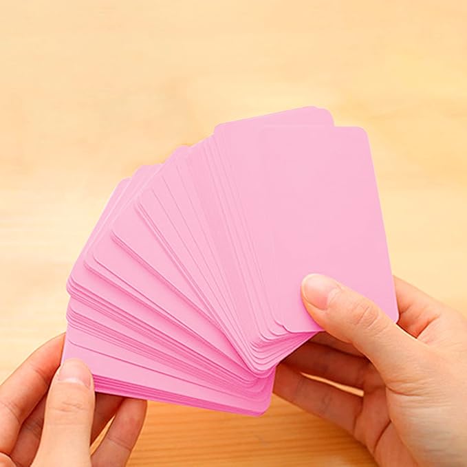 VANRA 300PCS Small Blank Index Cards 3.5x2 inches Note Cards Study Flash Cards, Word Message Gift DIY Cards Kraft Paper Tags (Pink, 300/Pack)