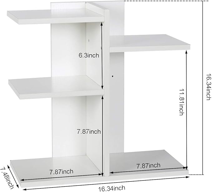 PAG Wood Desktop Shelf Small Bookshelf Desk Supplies Organizers and Accessories Storage Display Rack Office Decor for Women, White