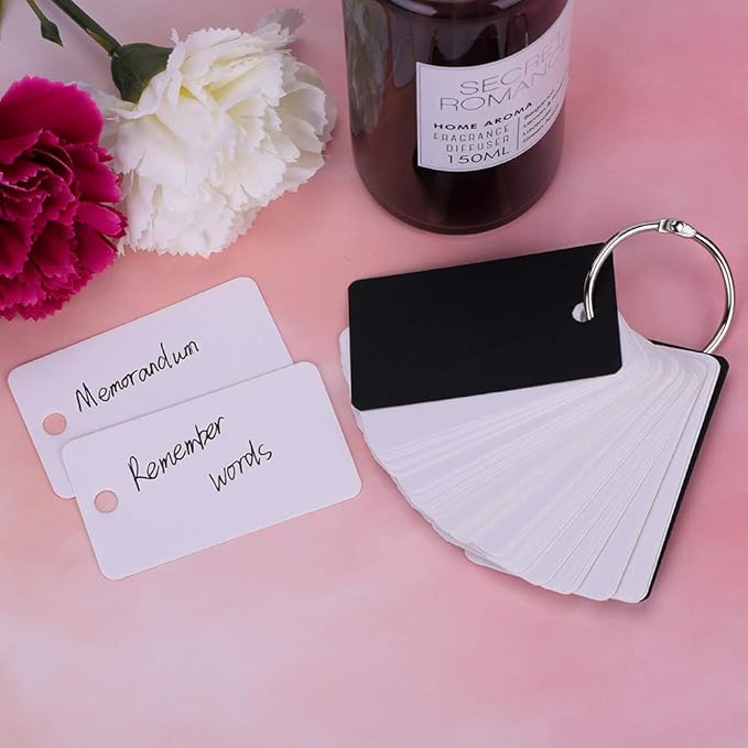 Mini Blank Flash Cards with Binder Rings Kraft Paper Blank Index Cards 4x6 with Punched Holes Easy Flip Flash Card White Study Note Cards Unruled Memo Scratch Pads Small DIY Greeting Cards 5 Pack