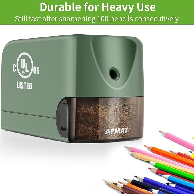 AFMAT 4 Pack Electric Pencil Sharpener, Heavy Duty Pencil Sharpener for Classroom, 6.5-8mm No.2/Colored Pencils, UL Listed, 10,000+ Sharpenings for Home, Office, School, PS105