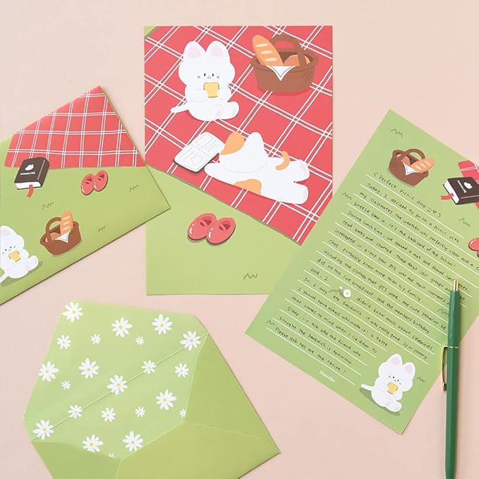 Monolike Gureum's Daily Life Letter Paper and Envelopes Set - 8Type, 32 Letter Paper + 16 Envelopes