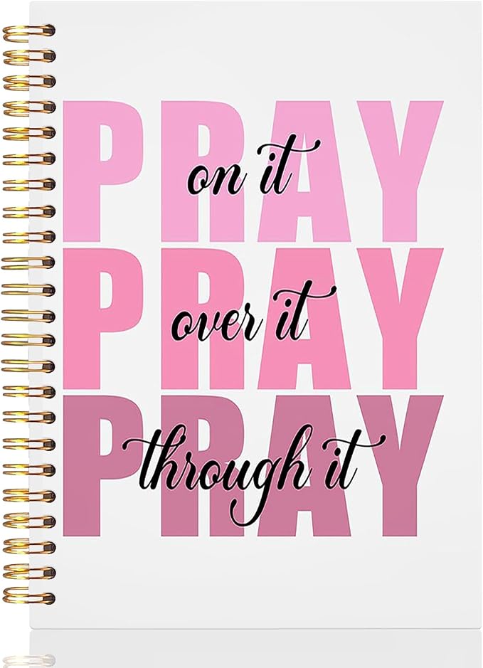 UTELKA Pink Christian Notebook, Prayer Bible Spiral Notebook 5.5x8.3