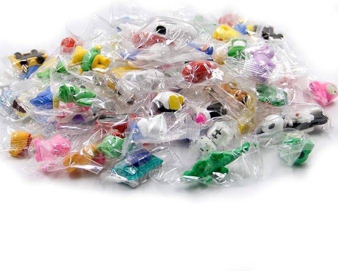 Cllayees 72 Pcs Assorted Animal Pencil Erasers Desk Pets, Bulk Mini Pencil Erasers Gifts for Classroom Prizes Reward Goodie Bag Easter Egg Fillers Party Favors (Animal and Car)