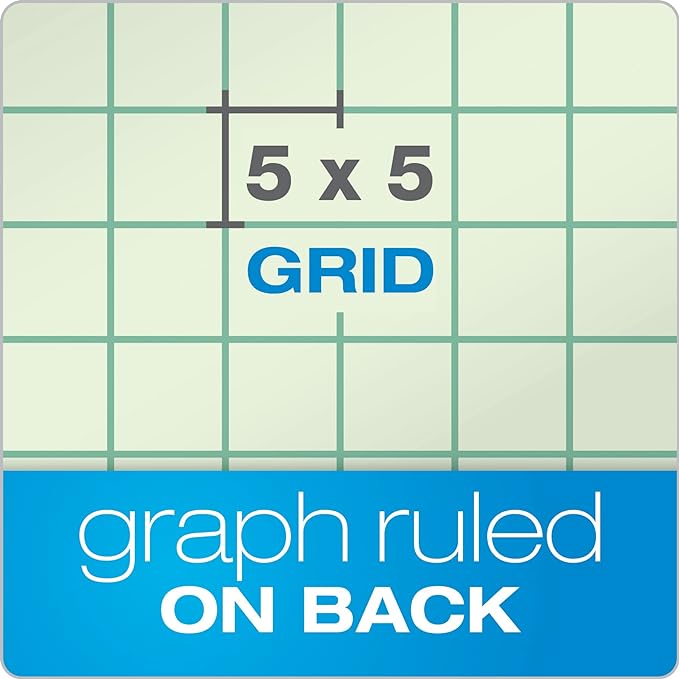 TOPS Engineering Notebooks, Graph Notebooks, 3 Pk Quad Ruled Pad, 8-1/2" x 11", Glue Top, 5 x 5 Graph Rule on Back, Green Tint Paper, 3-Hole Punched, 100 Sheets per Pad (35507A)