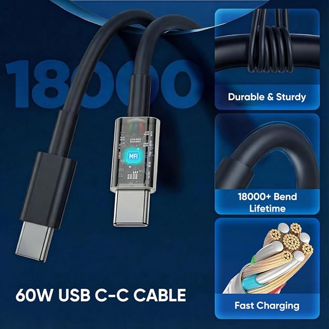 iPhone 17 16 15 Charger Fast Charging 6FT+10FT Cable, 20W USB C Charger, USBC Wall Charger for i Phone 17 Air 16 16e/16 Pro/16 Pro Max/15/15 Plus/15 Pro/15 Pro Max,i Phone iPad Pro/Mini (Black)