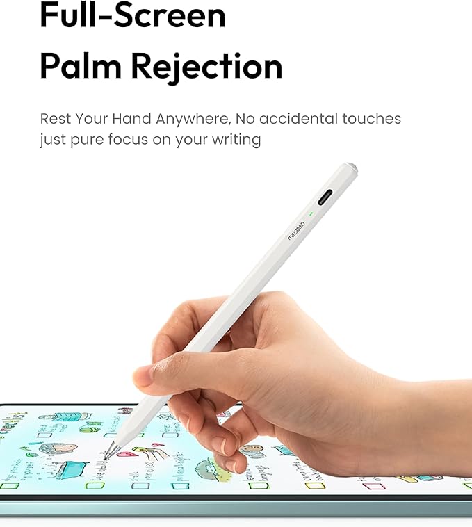 Metapen Pencil Air8 Pro for iPad 2018-2026, Ultra-Quiet, 2X Fast Charging, Palm Rejection Stylus Pen for iPad a16/11/10/9/8/7/6th Gen, Pro 12.9/11/13-inch M4, Air 3/4/5/M2/M3/M4, Mini 5/6th