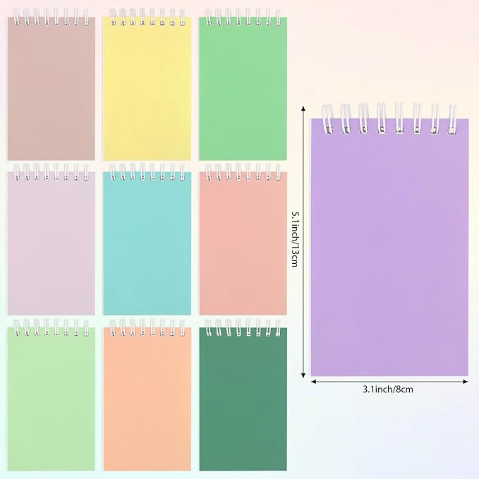 Hxezoc 10 Pack Small Pocket Notebooks, 3 x 5 Inches Mini Colorful Spiral Pocket Notebook with Lined Pages Memo Pads for Kids Home Office School Classroom Decoration Supplies