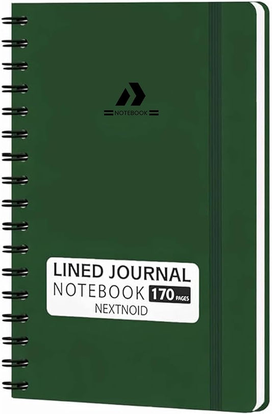 Nextnoid Lined Spiral Notebook Journal For Women & Men - A5(5.8" x 8.3") 170 Pages, Hardcover Notebooks for Work & Note Taking, College Ruled Journals for Writing - Dark Green