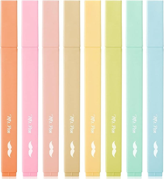 Mr. Pen- Aesthetic Highlighters No Bleed, 8 Pack, Pastel Colors, Chisel Tip, Cute Highlighters Assorted Colors for Journaling, Highlighting, Underlining, Fast Dry, Back to School Supplies