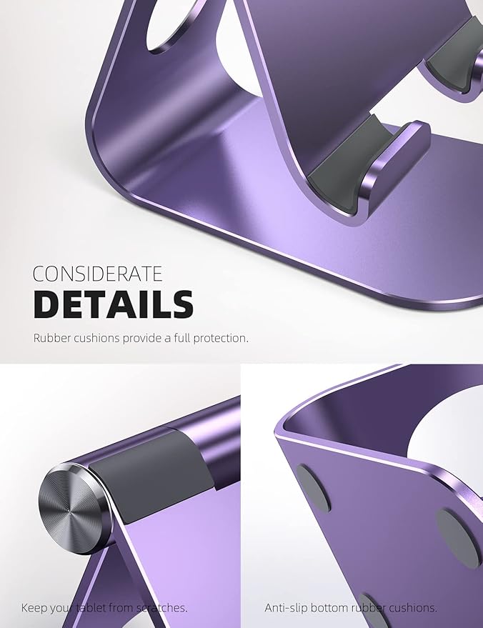 Lamicall Tablet Stand, Adjustable Tablet Holder - Desktop Stand Holder Gifts Compatible with 4-13" Tablets Such as iPad Pro 11, 9.7, 10.5, 12.9 Air Mini, Kindle, Tab, iPhone Air 17 Pro Max, Purple