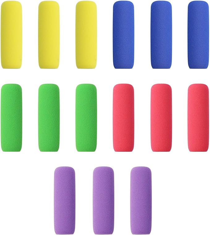 Pencil Grip Soft Foam Pencil Grips for Handwriting 1.5 Inch Comfort Pencil Holder for Writing Aid 5 Color (15 Pcs Classics)