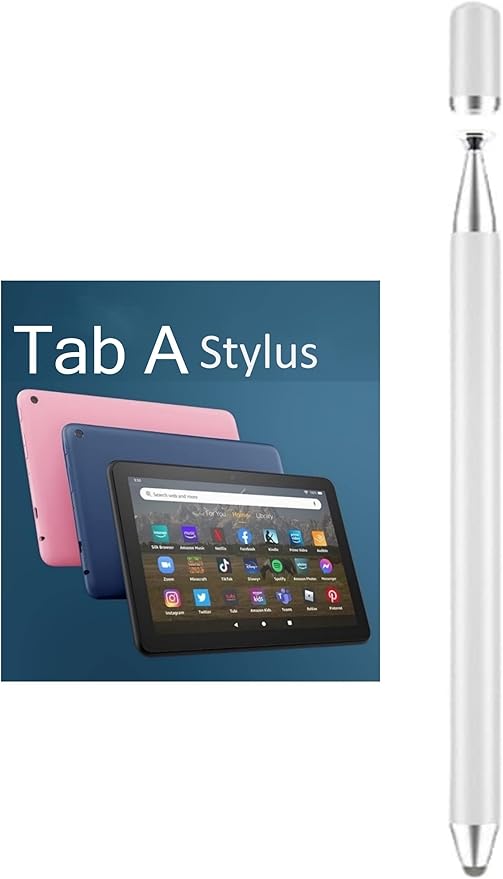 2-in-1 Stylus Pen for Samsung Galaxy Tab A11/A11+/A9+/A9/A8/A8 Plus/A7/A7 Lite, Stylus for iPad Pro/iPhone/Fire/Surface Tables All Touch Devices (White)