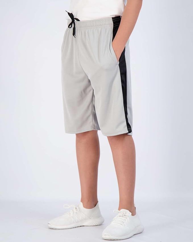 Real Essentials 5 Pack: Boys' Mesh Basketball Athletic Shorts with Pockets – Teen Kids Youth Quick Dry Soccer Running Gym