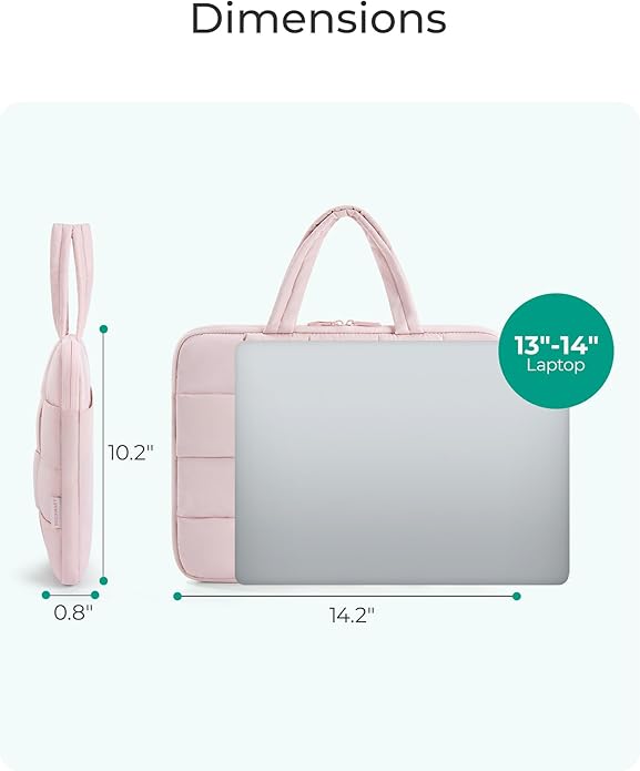 BAGSMART Laptop Case, Puffy Laptop Sleeve with Handle, Compatible with MacBook Air Pro, Laptop Bag for Women
