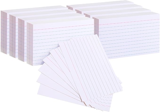 Mr. Pen- Lined Index Cards, 3" x 5", 1000 Cards, White, Notecards 3x5 Lined, Flashcards for Studying, 3 x 5 index card Ruled, Flash Cards, Bulk Index Cards