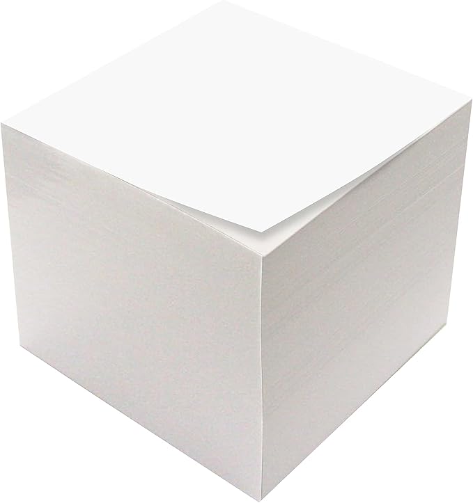 Memo Cube Refill, 3.54" Square (90 x 90mm), 900 Sheets, White FSC Paper, 80gsm, Zero Plastic Packaging