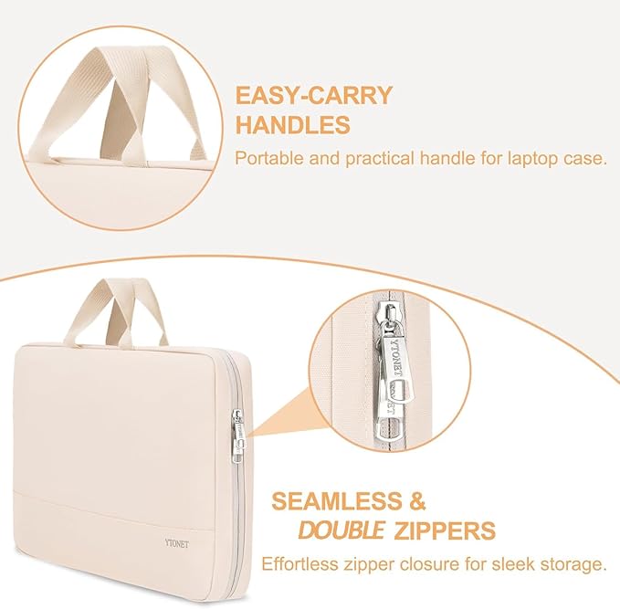 Ytonet Laptop Case 15.6 inch, TSA Laptop Sleeve Water Resistant Slim Carry Travel Computer Bag Compatible for MacBook, HP, Dell, Lenovo, Asus Notebook, Gifts for Men Women, Beige | TSA, Water Resistant, Slim, Carry, Travel