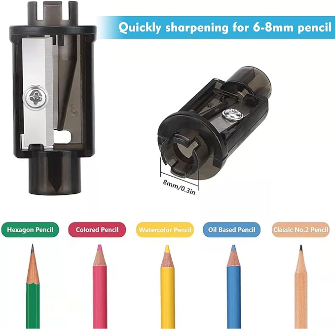 Aogwat Electric Pencil Sharpener Blade, Suitable for No.2/Colored Pencils(6-8mm)/School Pencil Sharpener/Classroom/Office/Home 4Pcs/Set（Black）