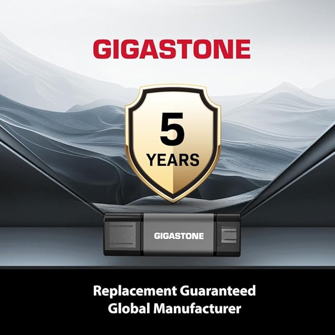 GIGASTONE 256GB Dual Flash Drive, Z40 USB 3.2 Gen 1, 2-in-1 Type-A & Type-C, 100MB/s Ultra Fast, Head Cap Design, Plug & Play for Smartphone/PC/Mac/TV/Car Audio, USB 2.0/3.0/3.1 Compatible