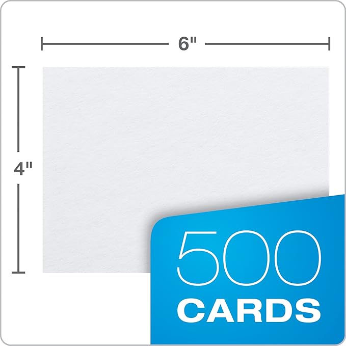 Oxford Index Cards, Index Cards, Blank on Both Sides, White, Cards (40177), 4x6,100 Count (Pack of 5)