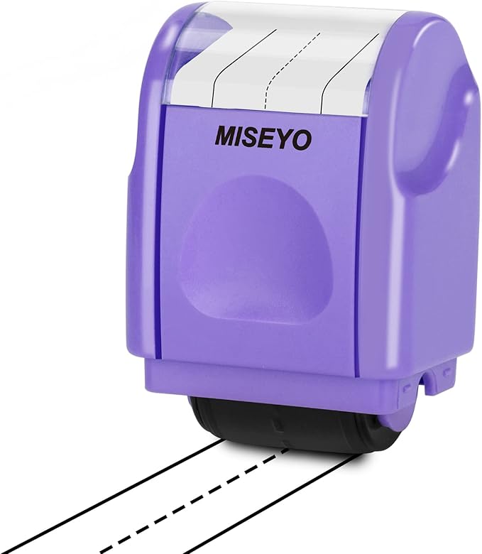 Miseyo Dashed Handwriting Lines Practice Roller Stamp,Self-Inking Line Rolling Stamps for Kids Writing - Purple