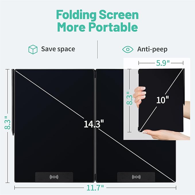 LCD Writing Tablet for Adult: 14.3 Inch Fold Screen Notepad Portable
