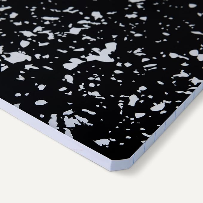 Amazon Basics Composition Notebook, Wide Ruled, 100 Sheets, 1 pack, Marble Black, 9.75" x 7.5" for School, Home, and Office Use