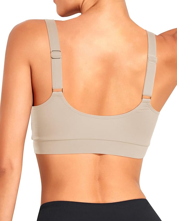 Tempt Me Women Sports Bra Bikini Tops Scoop Neck Bathing Suits Top Padded Swim Crop Tops Only