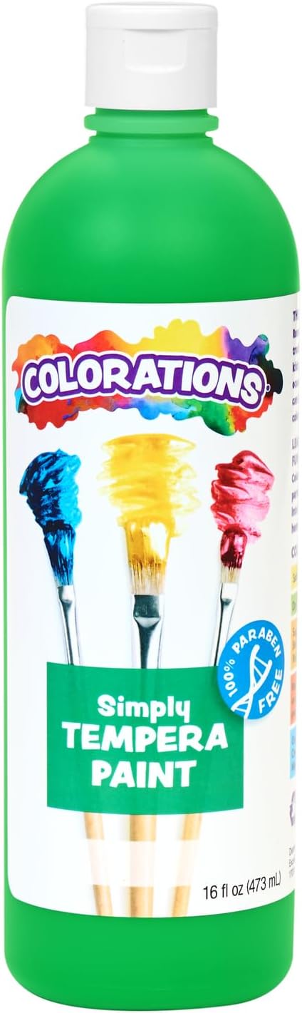Colorations Paraben-Free Tempera Paint for Kids - Green, 16 Ounce Bottle, Non-Toxic and Made in The USA