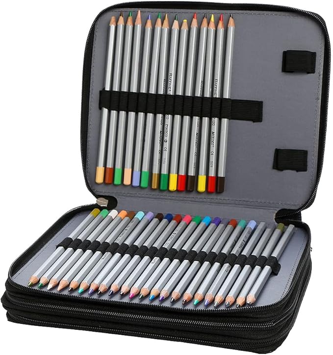 Portable Colored 120 Slots Pencil case Organizer with Printing Pattern for Watercolor Pens or Markers, Pencil Case Organizer for Artist