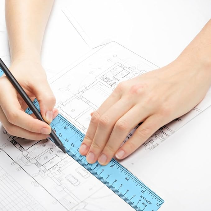 12 Inch Clear Ruler, Kids Ruler, School Ruler, Colored Plastic Rulers, in and cm, Pack of 7